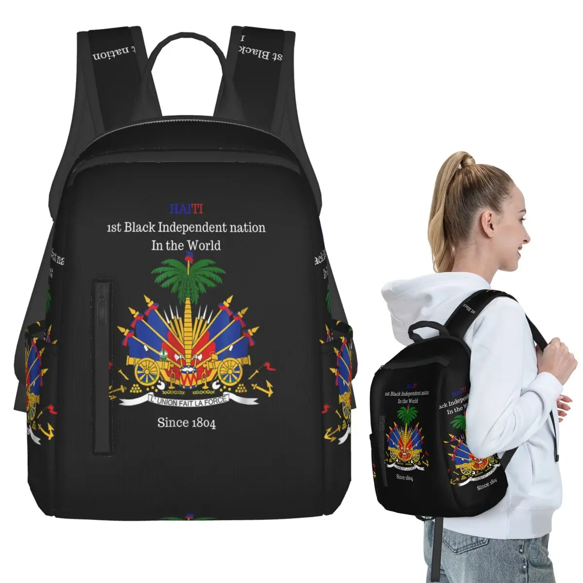 

Haitian Flag Great For Independence Day Celebration Backpack Student BookBag School Bag Computer Shoulder Bags Boys Girls