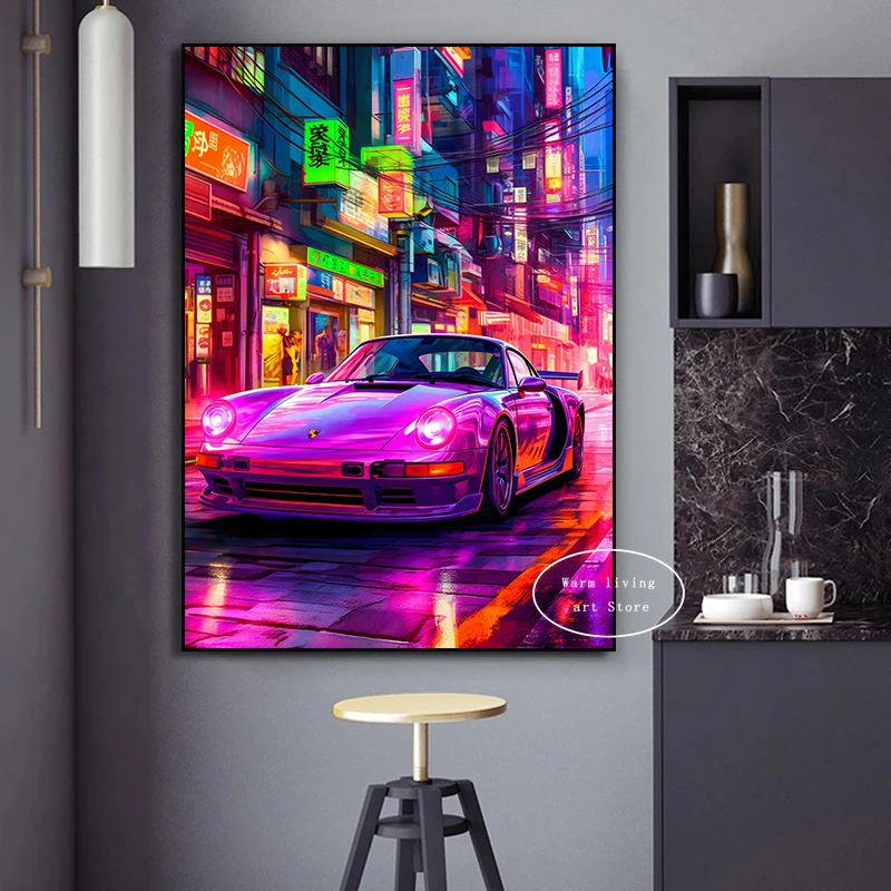 Neon Punk Dream Tokyo Future Night City Jdm Car Poster Aesthetic Wall  Art Samurai Geisha Canvas Print Picture Home Room Decor