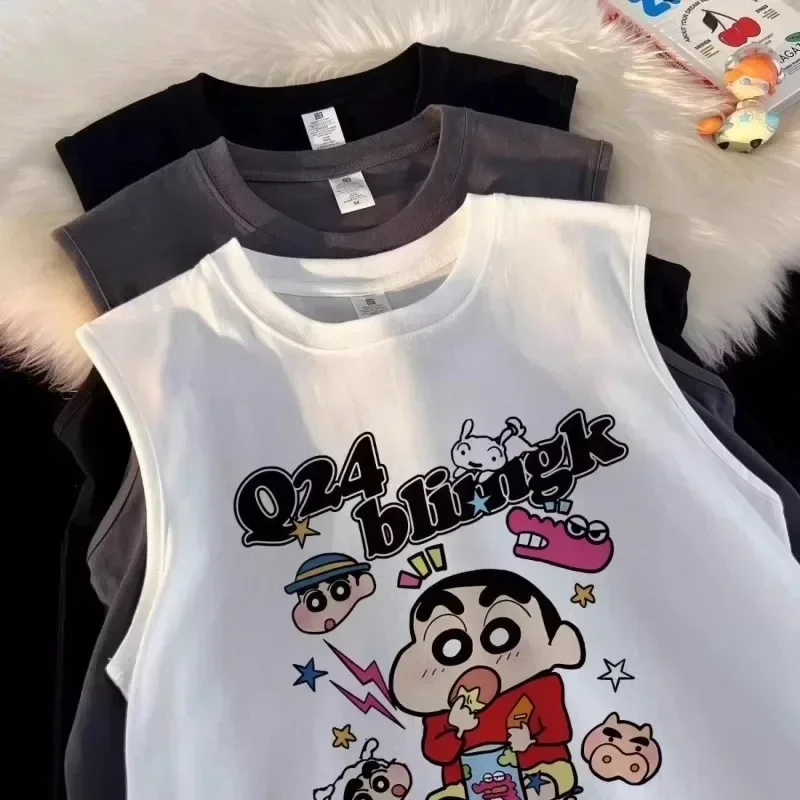 Anime Crayon Shin-chan Lovely Cartoon Short Sleeves T-shirt Summer Jacket Versatile Cute Short Sleeved T Shirt Leisure Time Top