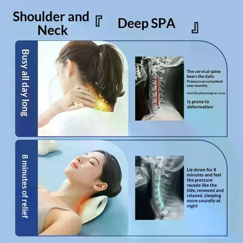 Support Massage Pillow C-Shaped Contour Fatigue Relaxation Neck Shoulder Relaxer Multi-Purpose Use Acupressure Desig Cervical
