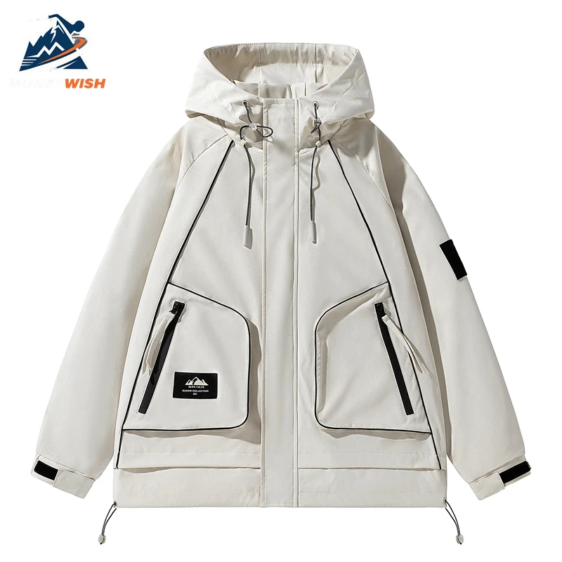 

MONEYWISH Men's Charge Jacket 2025 New Quality Windproof Waterproof Breathable Hooded Coat Outdoor Casual Loose Men Windbreaker