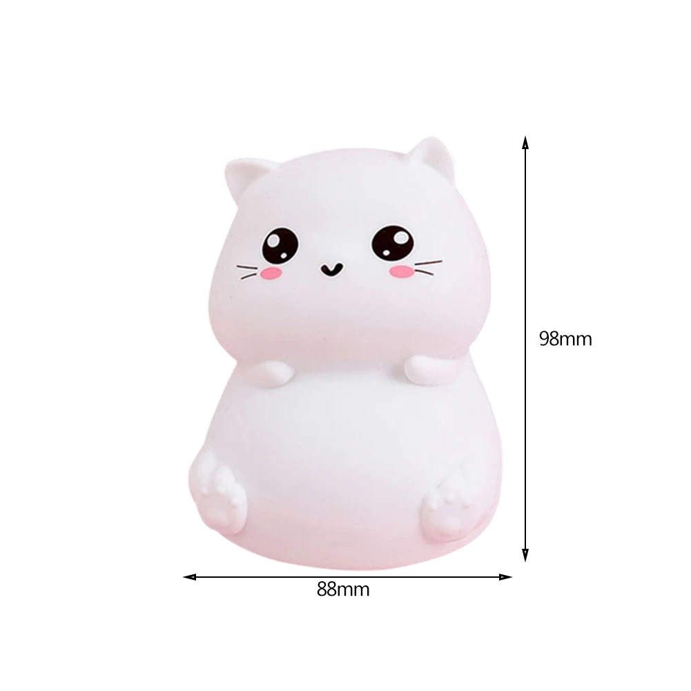어린이용 LED 야간 조명, 부드러운 실리콘, 귀여운 고양이 테이블 램프, 다채로운 터치, 조도 조절, USB 충전식, 침실용 야간 램프