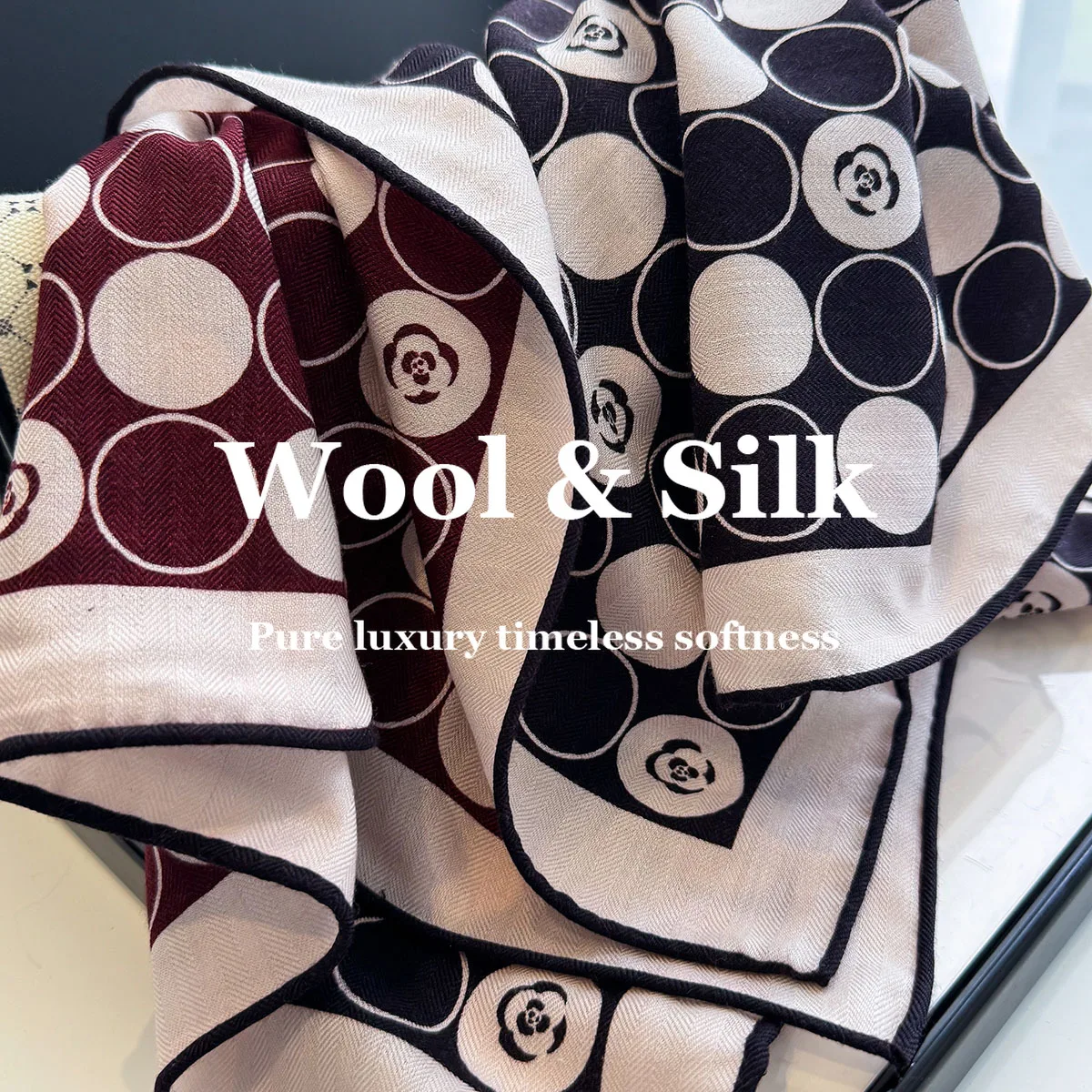 

New Women Luxury 62cm Square Silk Scarf Neckerchief 82% Wool 18% Real Silk Scarves Hairband Bandana Flight Attendant Wrap Shawl