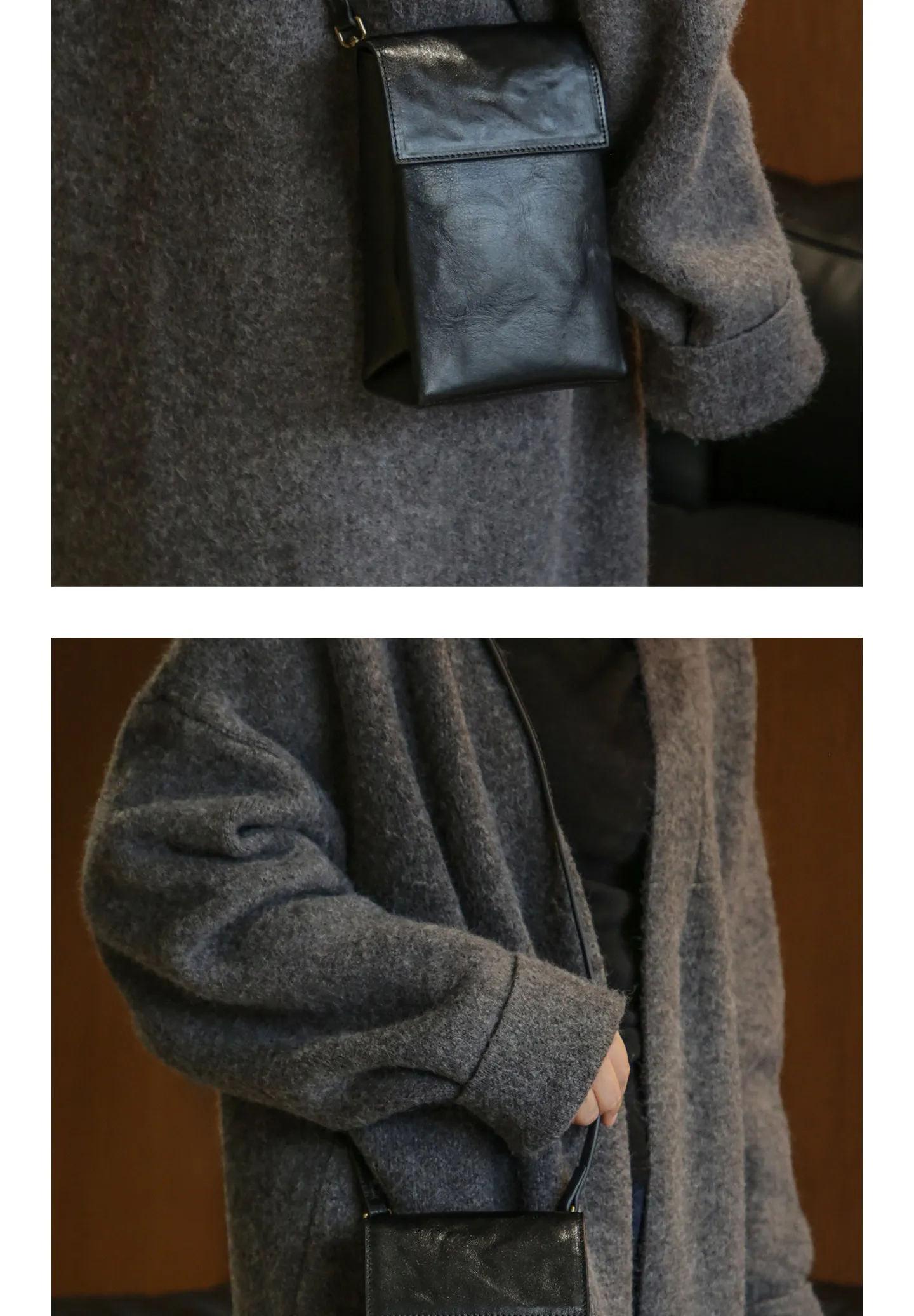 PNDME einfache, hochwertige Damen-Umhängetasche aus Rindsleder der ersten Schicht, kleine Schulter-Crossbody-Tasche für den Alltag im Freien, luxuriöse Handytasche aus echtem Leder – Detail 12