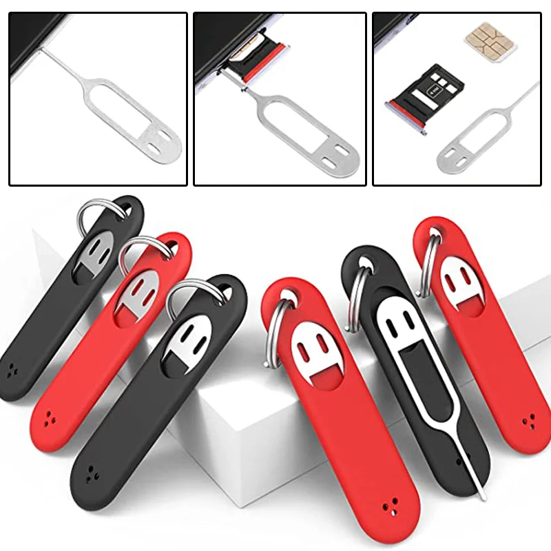 1/3pcs SIM Card Portable Silicone Key Chains Removal Sleeve Phone Tablet Anti-loss Keyring Business Office Work Tools Key Chain