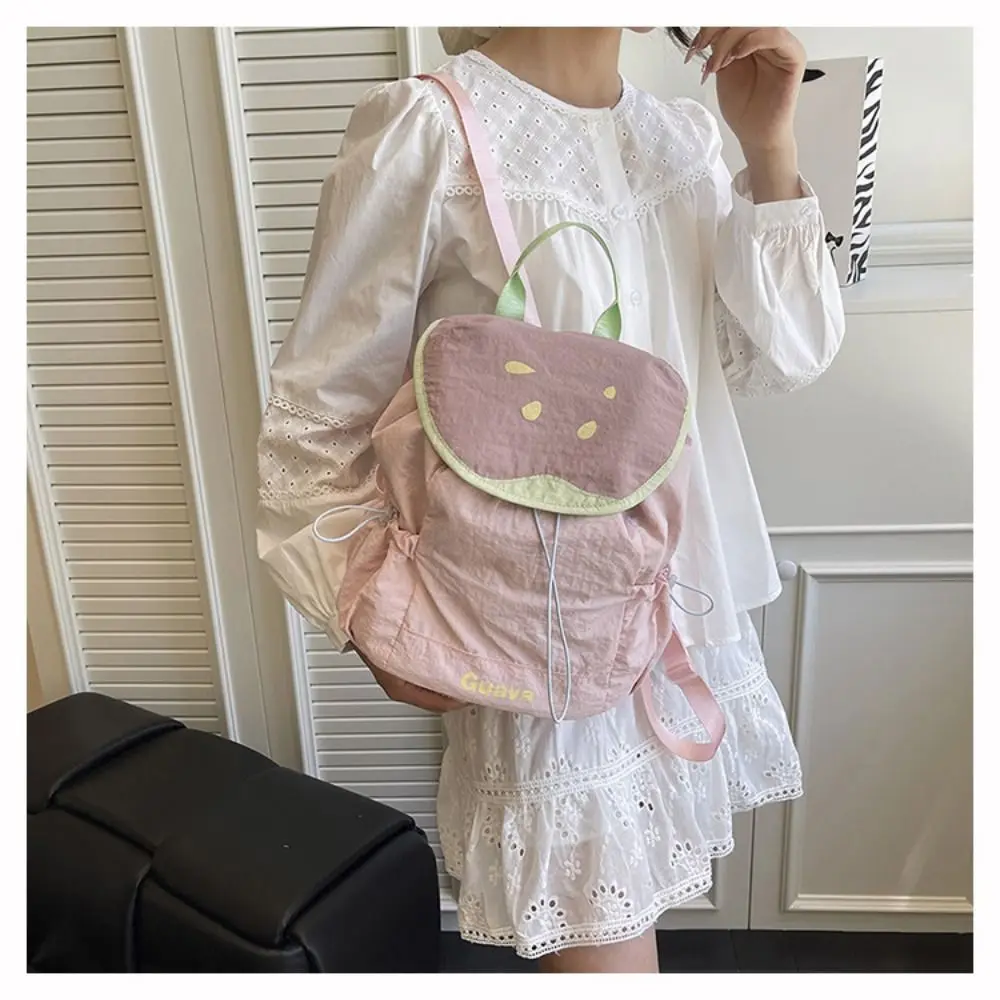 Korean Style Outdoor Drawstring Backpack Dopamine Color Travel Fruit Nylon Backpack Large Capacity Waterproof