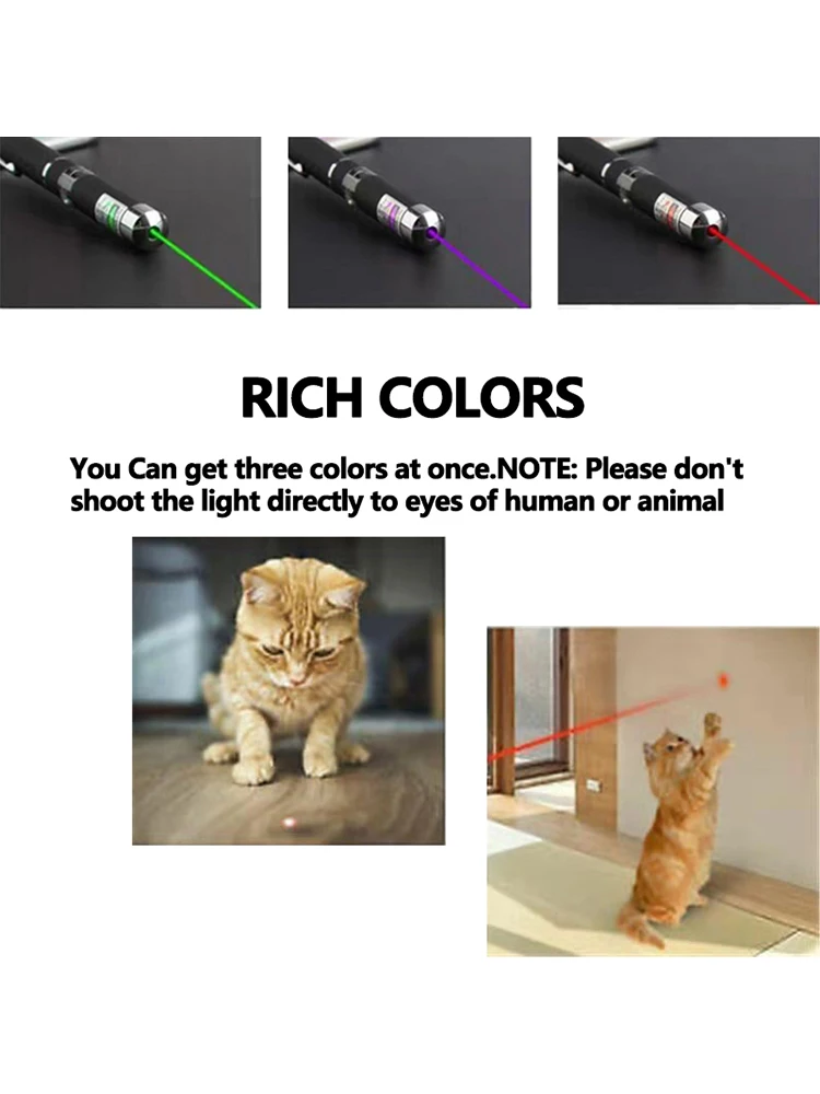 Mini ponteiro laser 2 em 1 para animais de estimação e gatos, lanterna portátil de treinamento de