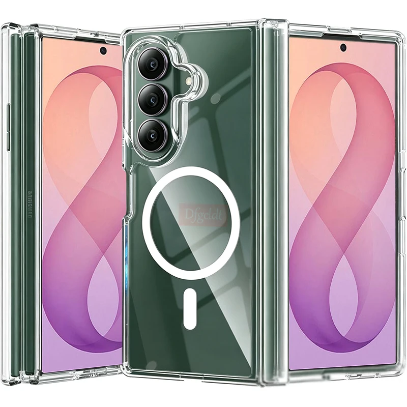 Fundas For Magsafe Magnetic Wireless Charge Clear Phone Case For Samsung Galaxy Z Fold 8 Ultra Fold8 Wide Hinge Protection Cover