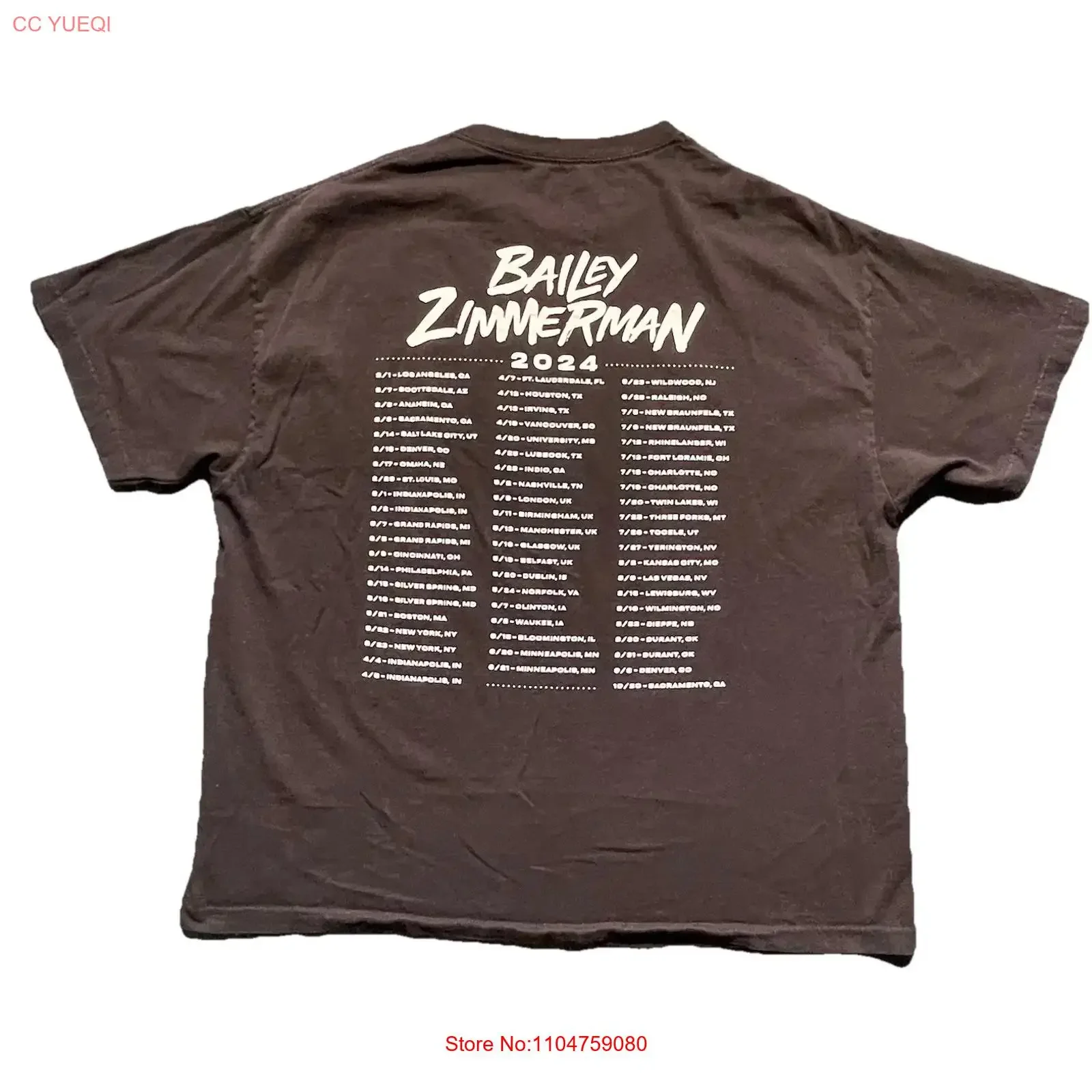 Bailey Zimmerman T Shirt Men s 2XL Black  24 Tour Print vintage Washed Versatile Breathable Stretched Top For Everyday Wear