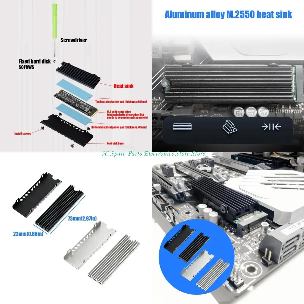 SZ High Performances Aluminum M.2 NVMe SSD Cooling Fin Heat Dissipation Plate