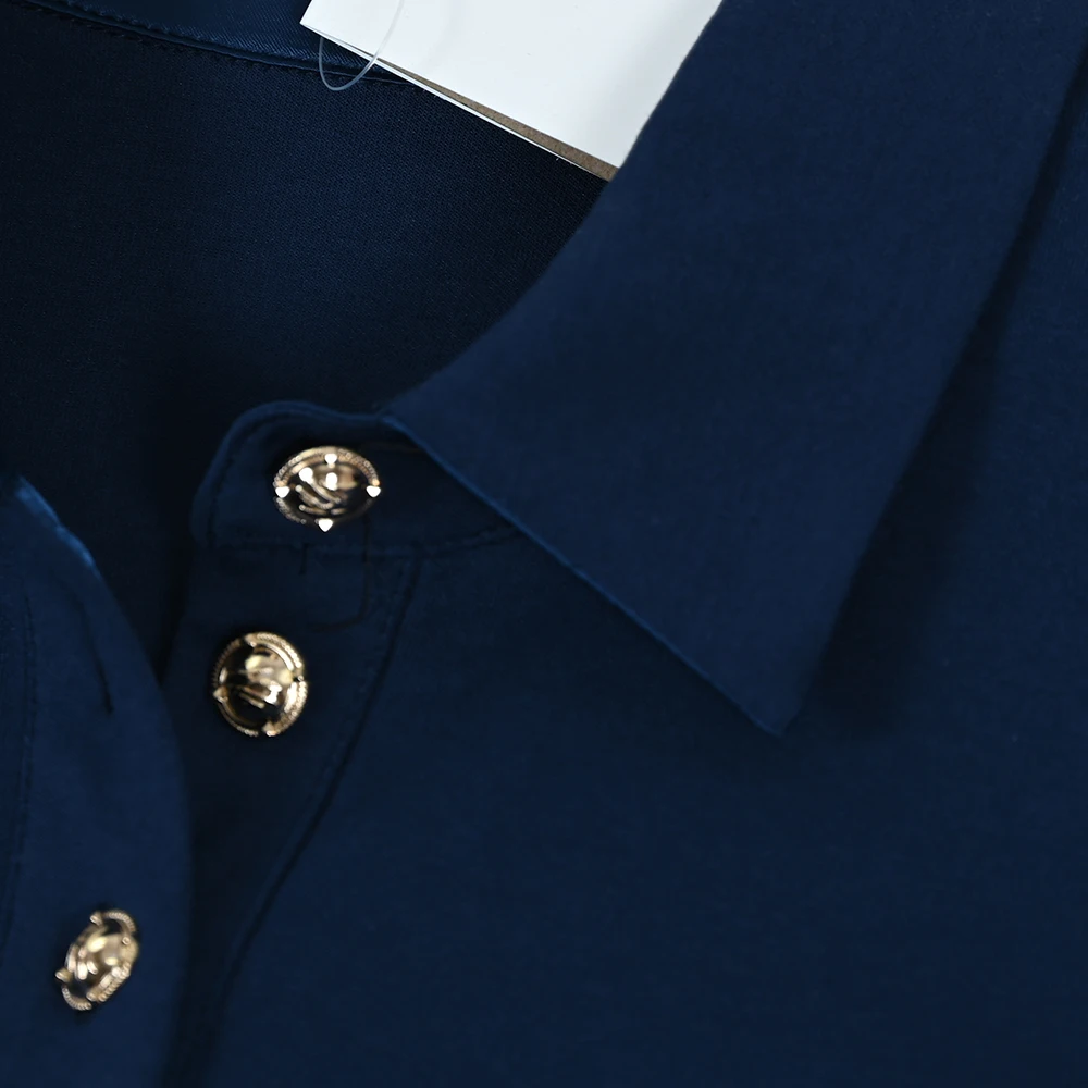 فستان نسائي صيفي جديد بياقة بولو وأكمام قصيرة محبوك مع أزرار نصفية وتصميم ضيق وخصر مرتفع وتنورة على شكل حرف A