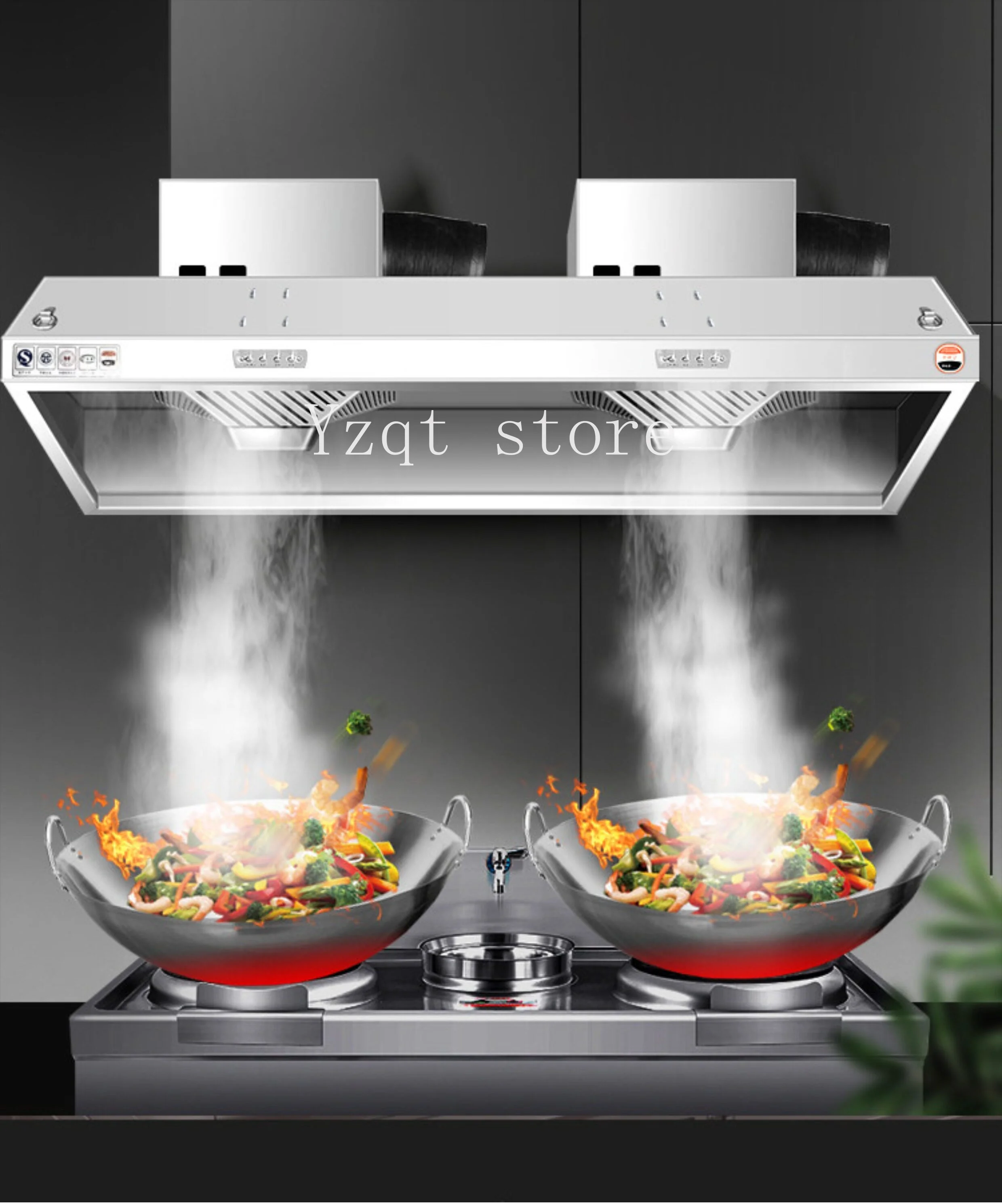 Commercial range hood with high suction power, farmhouse wood-fire stove oil suction machine, powerful exhaust fan, purification