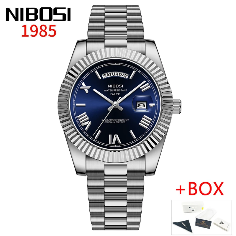 NIBOSI Marke Luxus Gold Rot Quarzuhr für Männer Edelstahl Wasserdicht Leucht Datum Woche Mode Männer Uhren Reloj Hombre