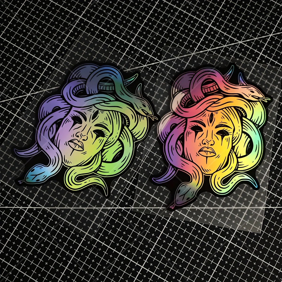 

1Pc Medusa Mythical Gorgon Laser Sticker, Scratch-Resistant Reflective Vinyl Decal for Car, Motorcycle, Scooter, Laptop