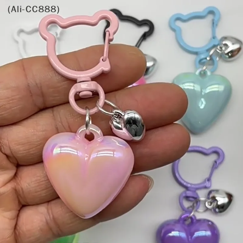 Candy Color Creative Colorful Love Cute Bear Keychain Bag Pendant Cartoon Bell Charm