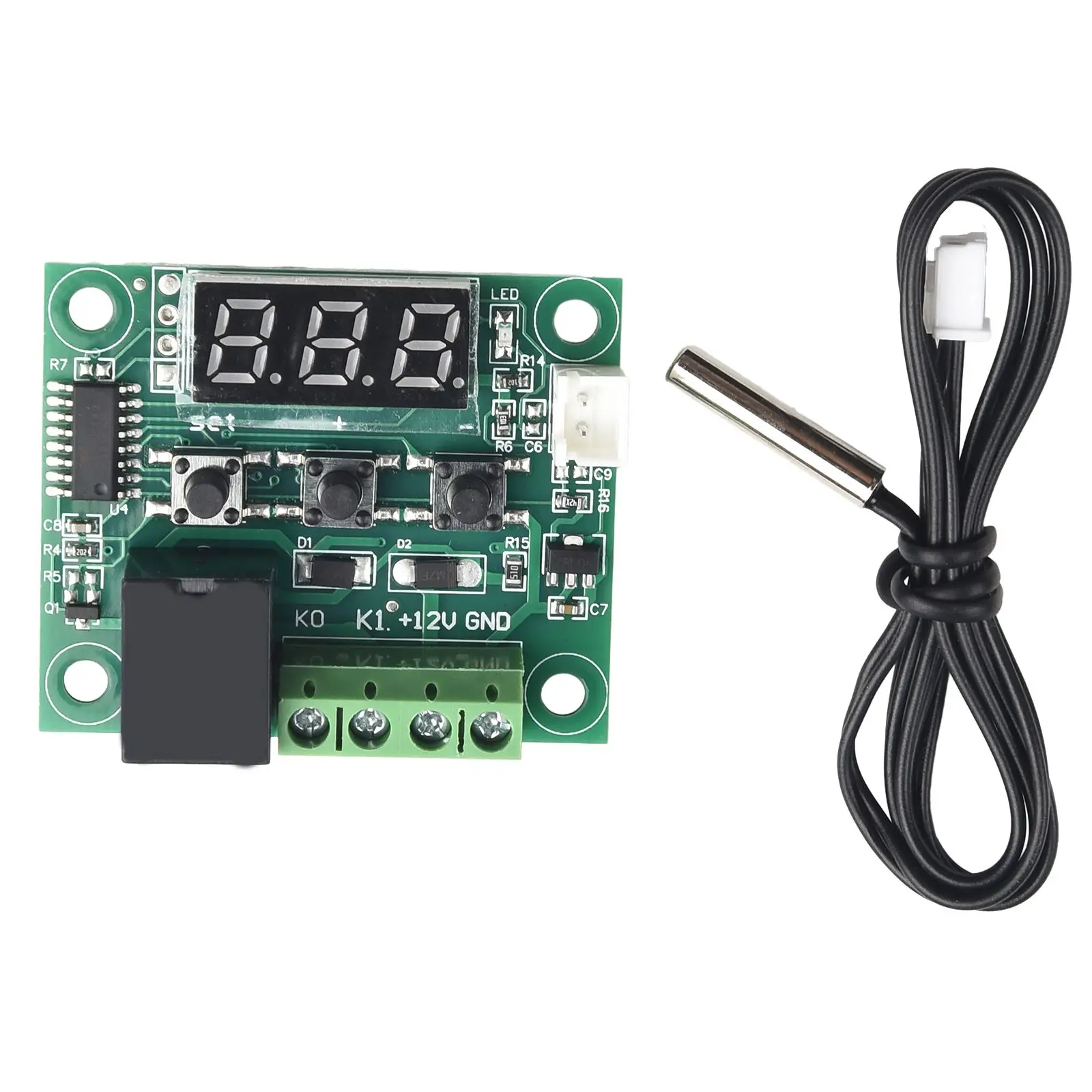 Digital Thermostat Temperature Waterproof Sensor -50 To 110° 20A Relay 48.5 X 40mm Attract Current ≤ 65mA DC 12V