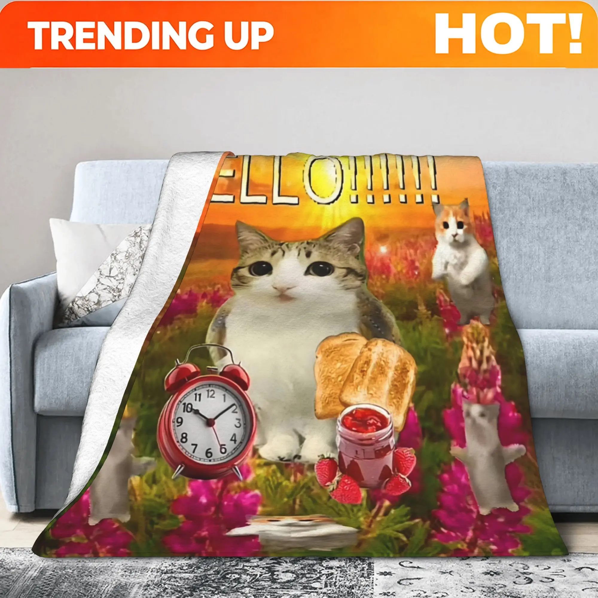 Customize The Meowl Series Fashionable Blanket Is Warm for Autumn And Winter, Made of Soft And Comfortable Flannel Suitable for