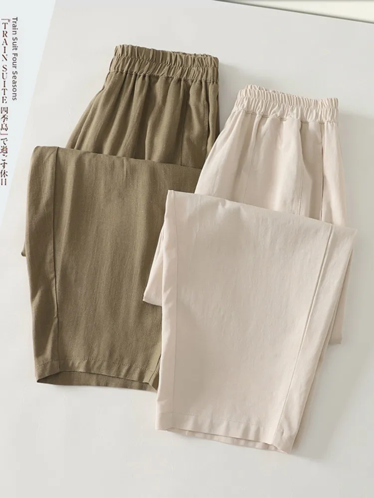 الصيف رقيقة القطن الكتان فانوس السراويل النسائية حجم كبير شكل صغير سراويلي حريمي جديد 2025 فضفاضة تناسب الجزرة السراويل