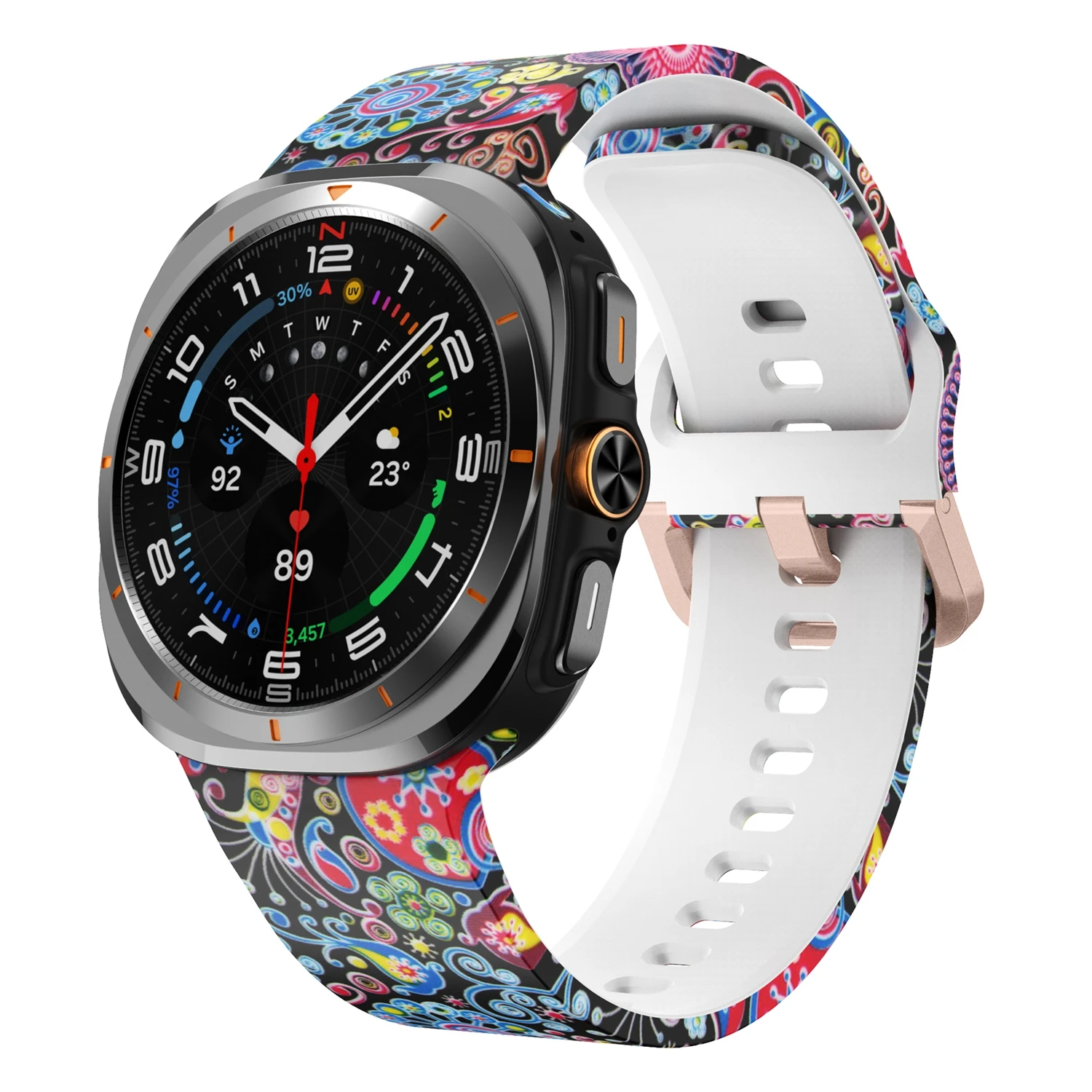 حزام ساعة مطبوع من السيليكون مناسب لساعة Samsung Galaxy Watch Ultra 2025 مقاس 47 ملم ملحق حزام بديل للساعة الذكية