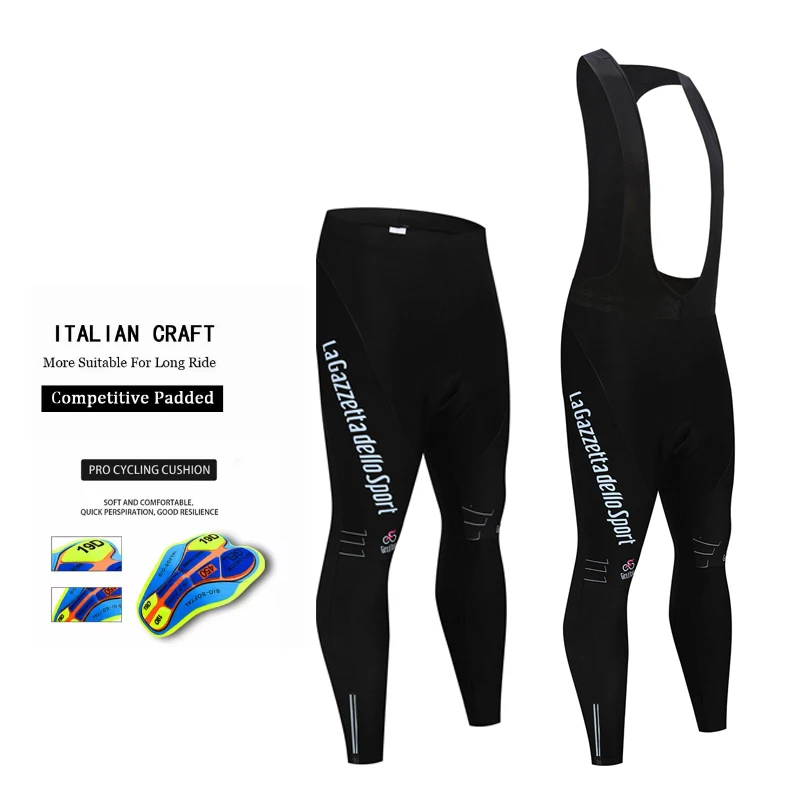Italian Bicycle Seat Cushion Cycling Pants Summer&Autumn Quick Dry Grey Gel Pad Bike Bib Pants High End Breathable Long Tights