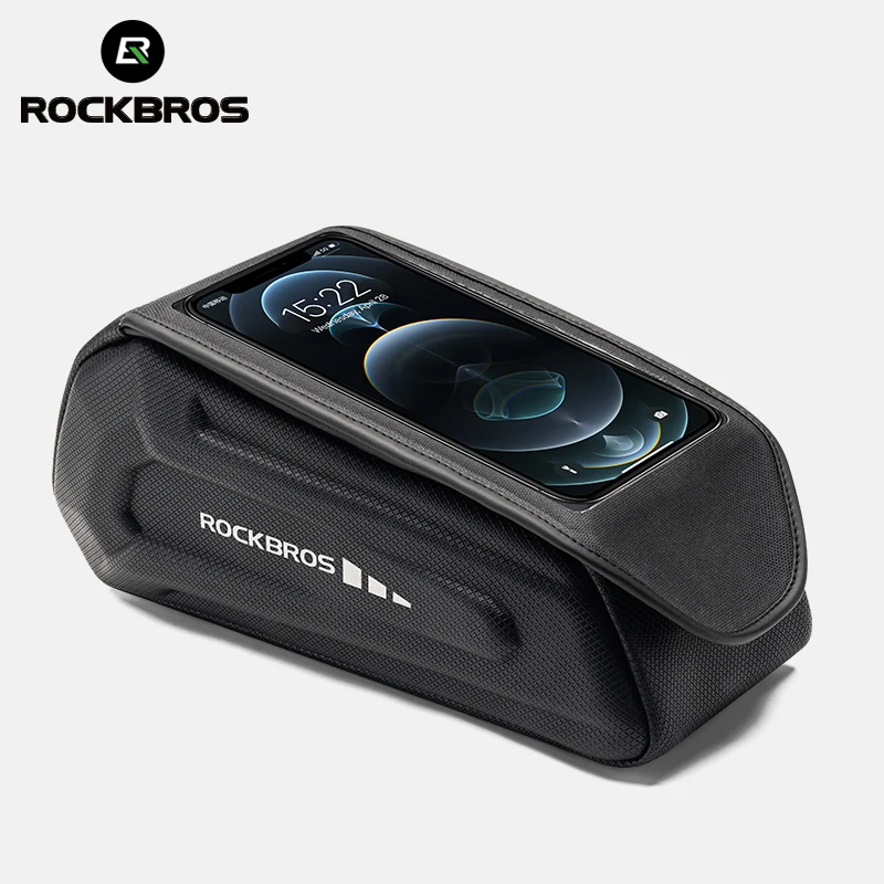 ROCKBROS Envío Local Bolsa para Bicicleta de 1.7L Impermeable con Pantalla Táctil, Soporte para Teléfono, Carcasa Rígida para Cuadro Delantero, Accesorios para Bicicleta