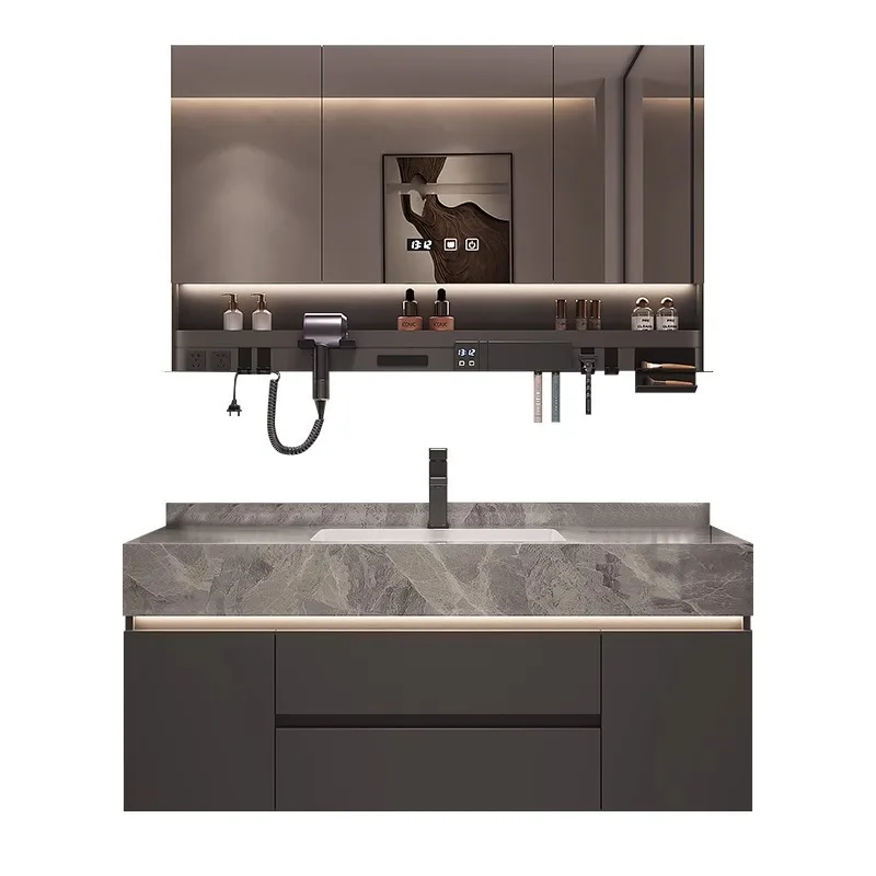 

Slate, Seamless, Ceramic Basin, Bathroom Cabinet, Light Luxury, Toilet, Wash