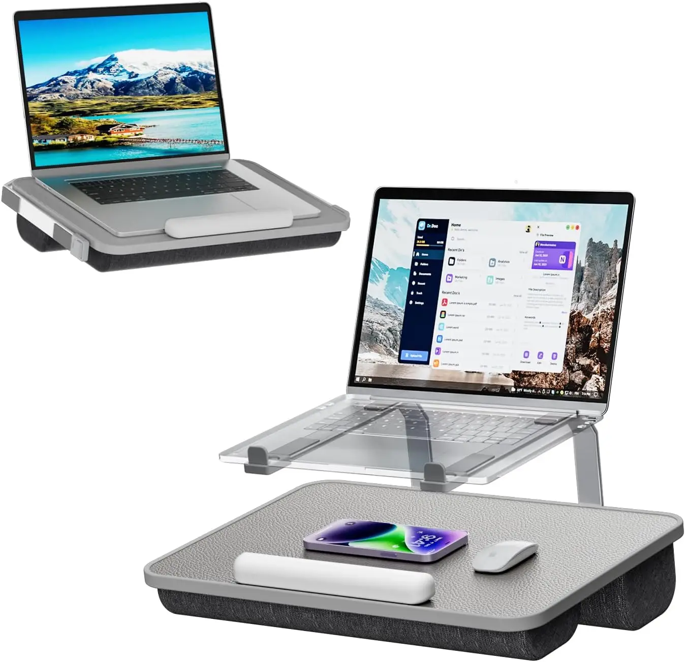 

Elevated Laptop Lap Desk with Cooling Ventilation, Fits 17" Devices, Portable & Foldable for Bed Couch Use