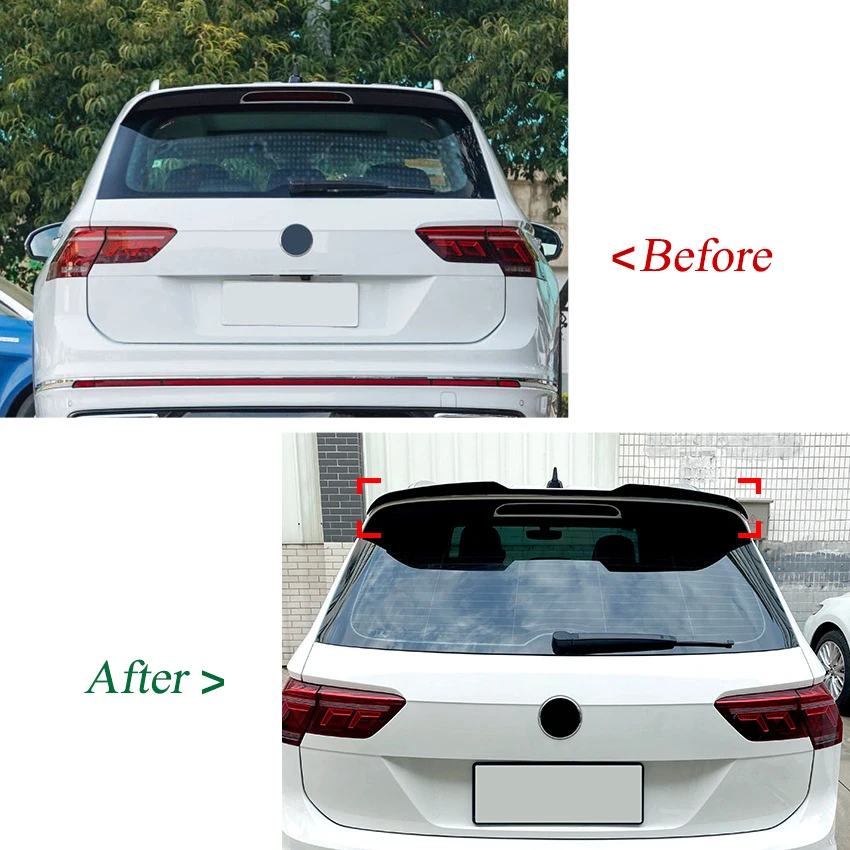 Tuning Car Rear Roof Spoiler Wing Gloss Black Look Trunk Upper Splitter Lip For Volkswagen VW Tiguan MK2 TDI R R-Line 2017-2024