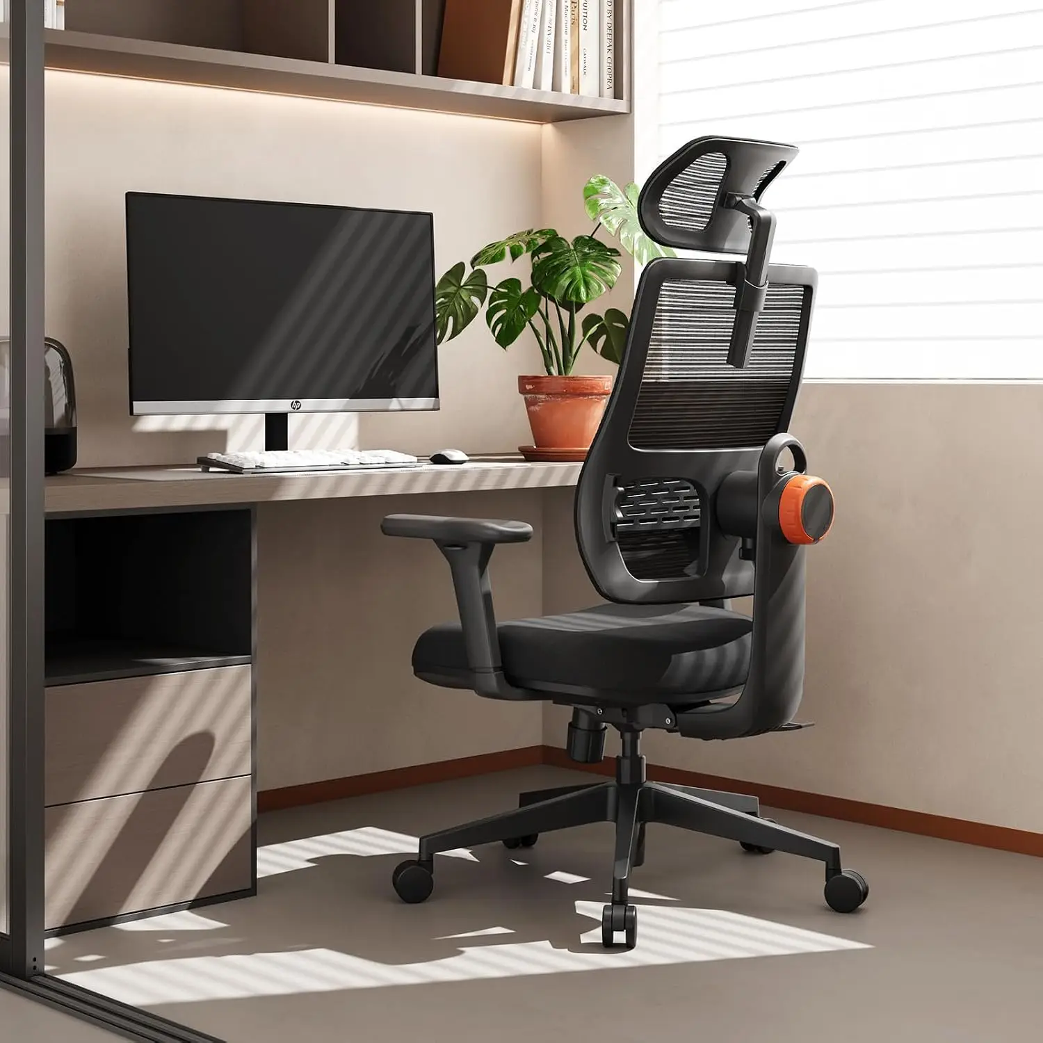 Ergonomic Office Chair Adaptive Lumbar Support High Back Adjustable Headrest 3D Armrest Seat Depth Home Office, Customized