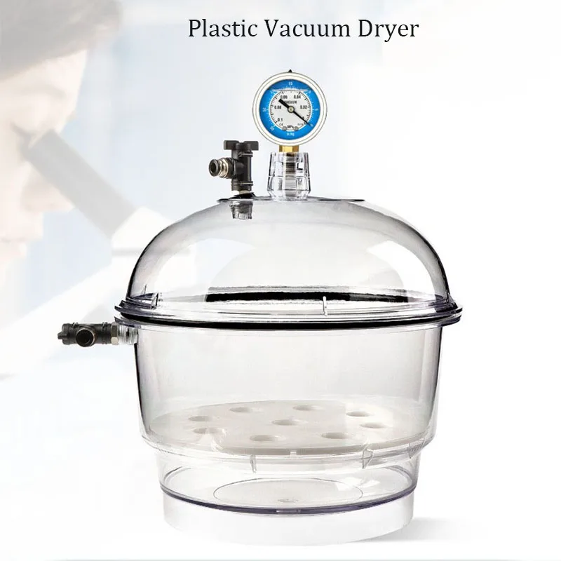 

150MM Polycarbonate Plastic Vacuum Dryer Laboratory Dessicator Dryer Vacuum Drying Apparatus Double Valve With Pressure Gauge