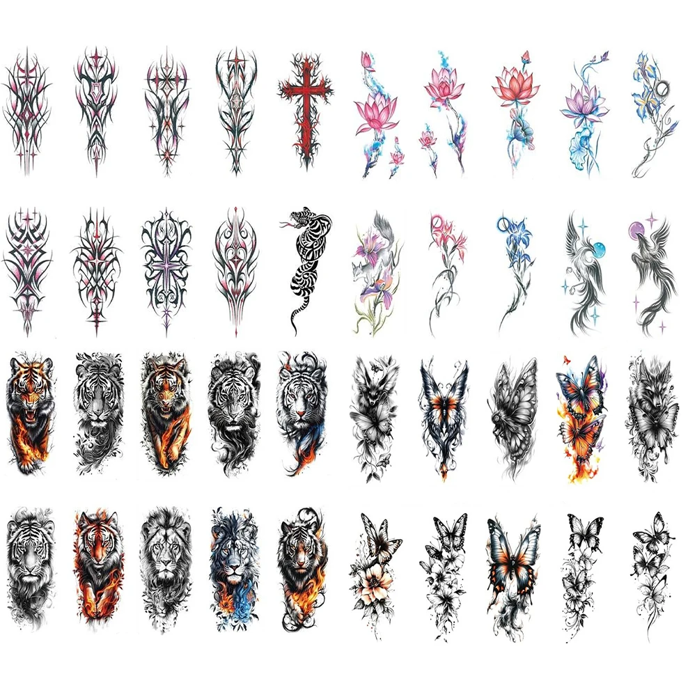

10Pcs Temporary Tattoos Waterproof Half Arm Fake Tattoos Body Tattoo Stickers For Men Women