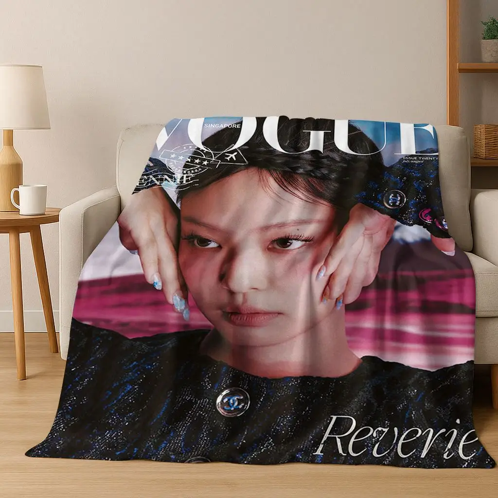 ثلاثية الأبعاد جيني كيم Kpop B-أسود الوردي المغني ستار الفانيلا بطانية لينة رمي بطانية للسرير غرفة نوم غرفة المعيشة السفر نزهة هدية #2