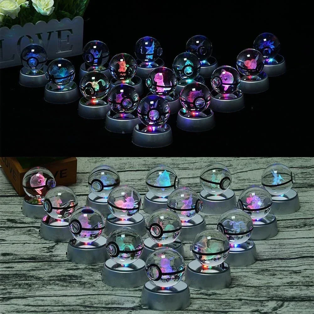 Japanese Cartoon Anime Crystal Ball with Light Base Table 3D Decorative with Various Colours Lamp Night Light Gift for Friends