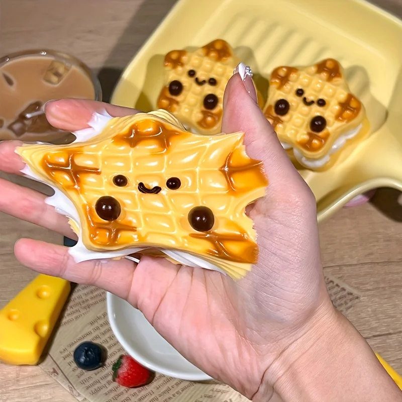 

Star Waffle Food Grade Silicone Toy, Design, Soft Butter Texture, Slow Fermentation, Sticky, Handmade, Simulation Toy