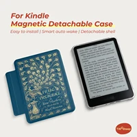 Funda Twosheep para Kindle 11.ª generación, Colosoft Paperwhite 12.ª, 11.ª, 10.ª, 7.ª, Magnética, Desmontable, Parte Trasera Transparente, Función de Activación/Suspensión Automática, Estilo Vintage de Libro