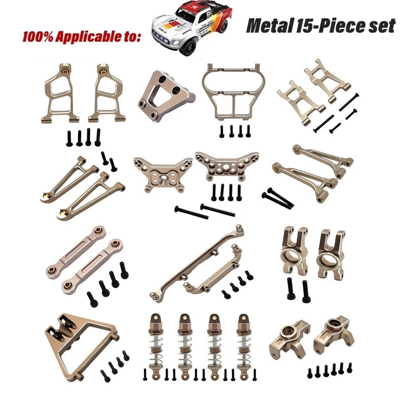 1/14 mjx 14211 hyper go peças de atualização de metal para carro de controle remoto elétrico-copo de direção, braços a superiores e inferiores, suporte de torre de choque