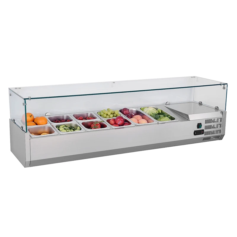 Commercial Table Refrigerator Counter Top Fruit Salad Bar Refrigerator Display Fridge Showcase