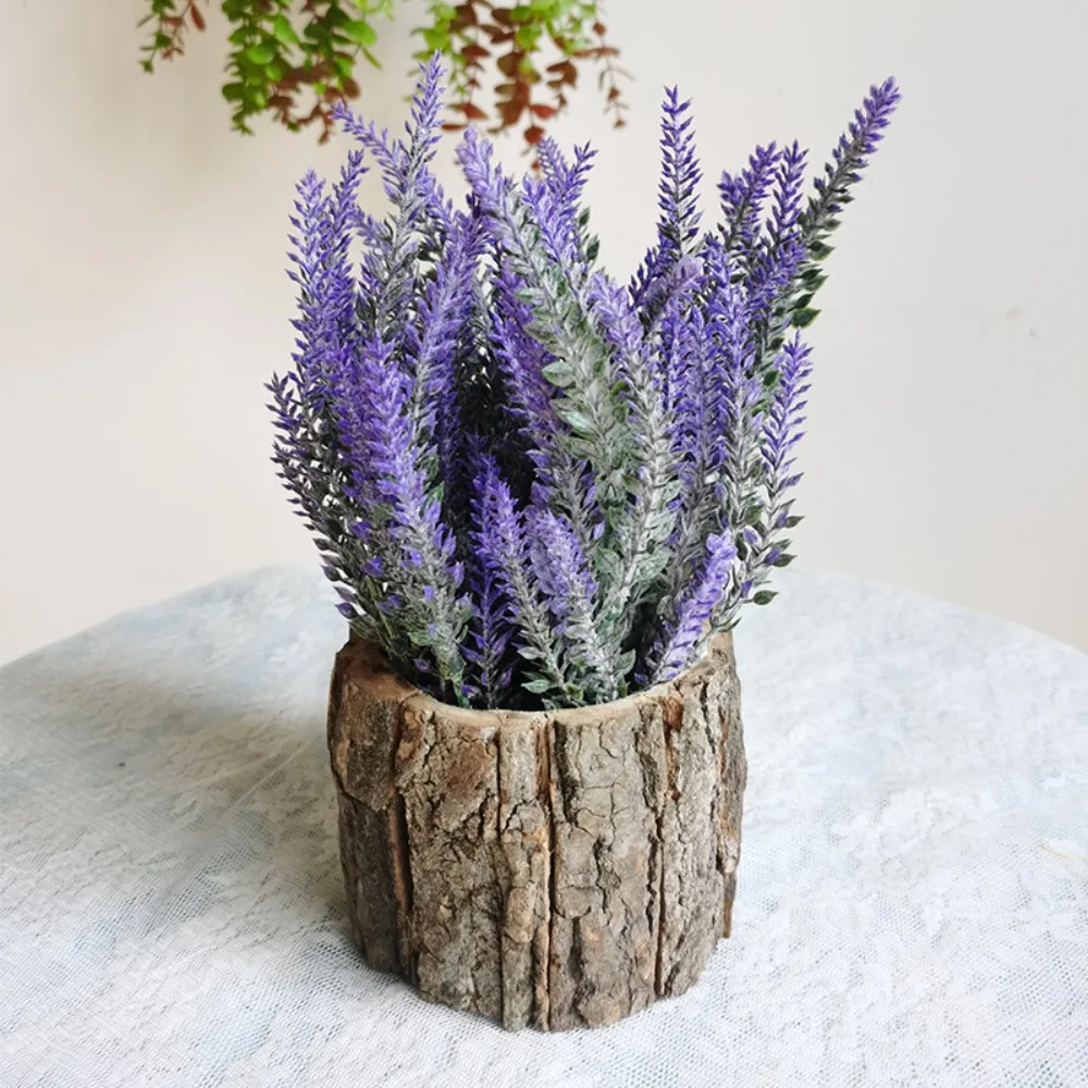 

Natural Appearance Artificial Green Plant Realistic Plastic Bark Bucket Decoration Handmade Bark Cup Flower Pot Living Room