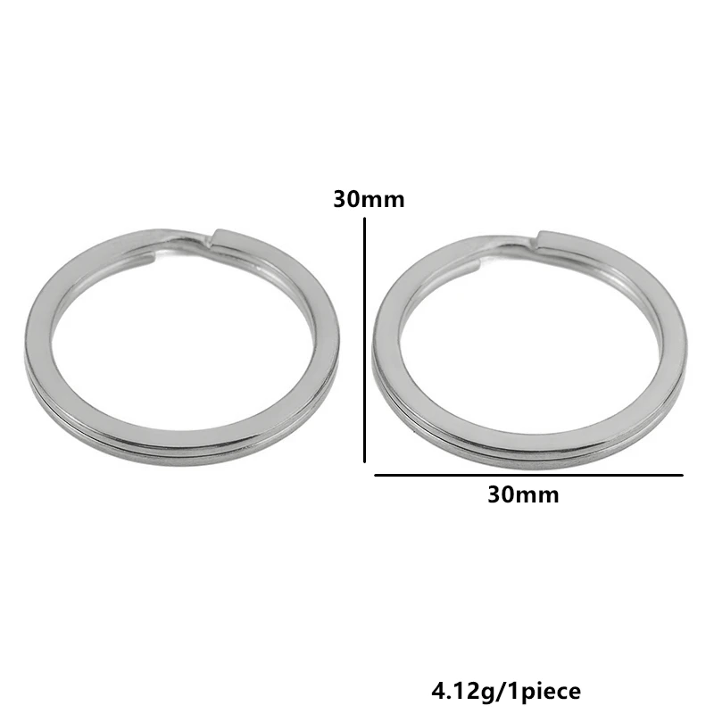 10pcs Stainless Steel Flat Split Keyring & Open Jump Rings for Keychains