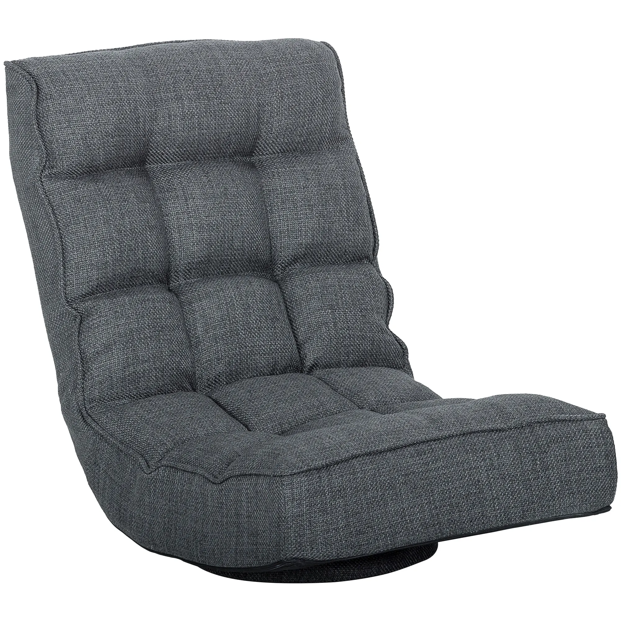 HOMCOM Silla de Suelo Plegable Giratoria 360° Respaldo Ajustable Gris
