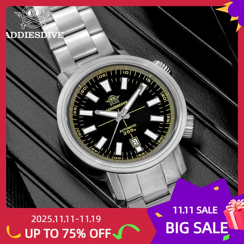 

ADDIESDIVE AD2093 reloj hombre AR Coated Men's Watch Stainless Stee Bubble Mirror Glass Automatic Mechanical Gradient Watch 2025