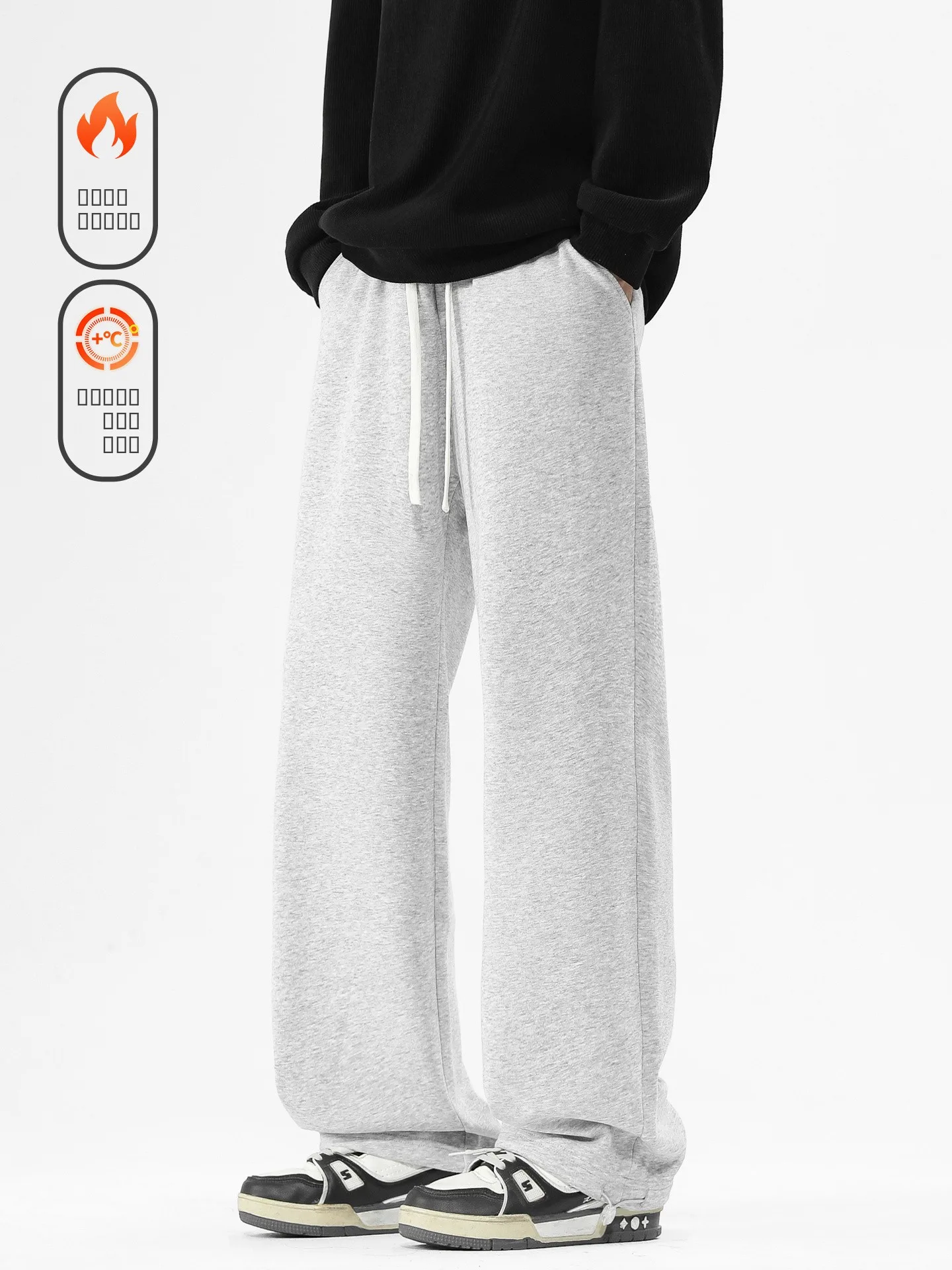 

Warm Fce Lined Thiened Casual Pants Men's Vintage Loose Wide Leg Versatile Warm Leisure Trousers Youth Trend Winter Wear