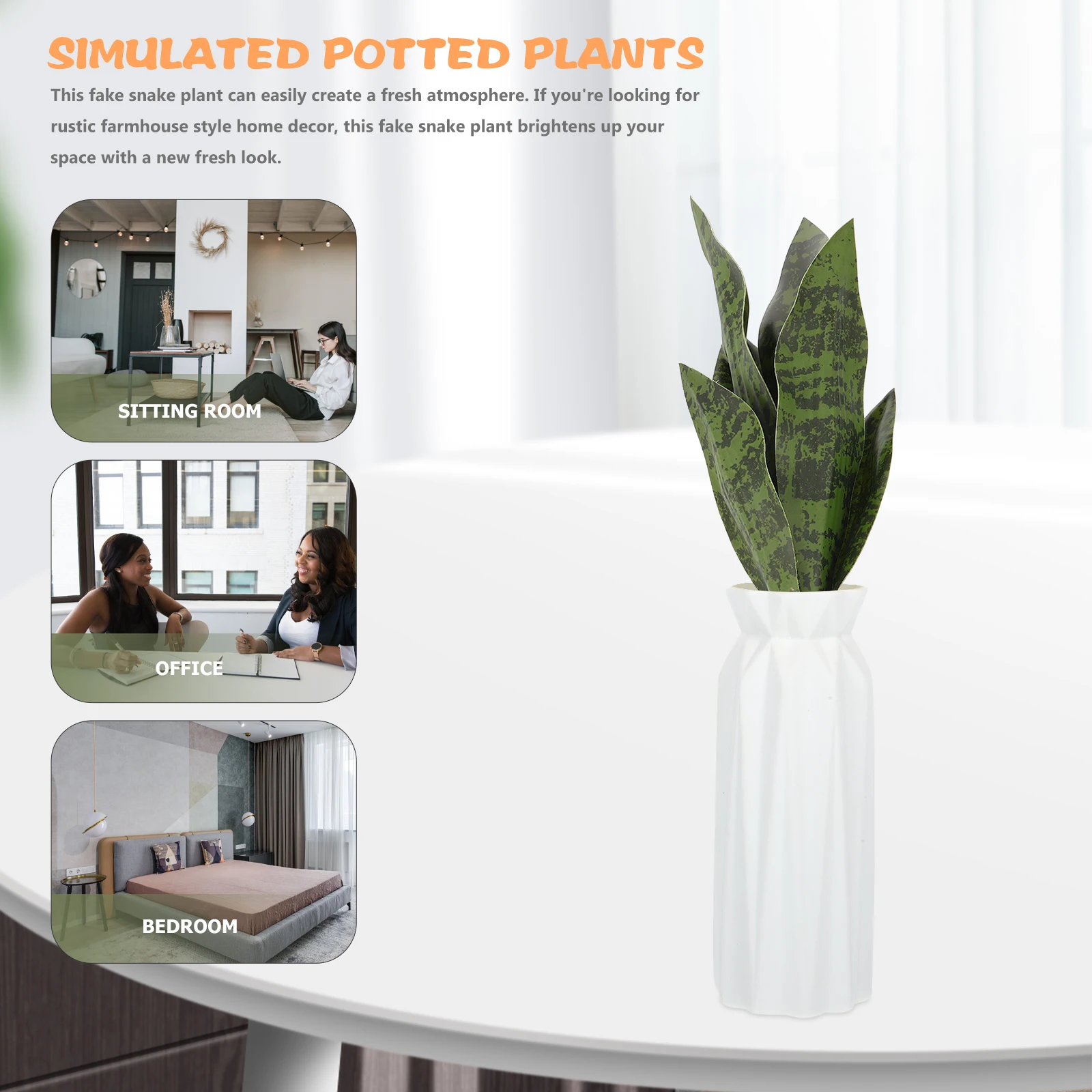 

Artificial Snake Plant Decor Simulation Sansevieria with Bright Natural Color for Household Fake Plant Layout Photo Prop Use