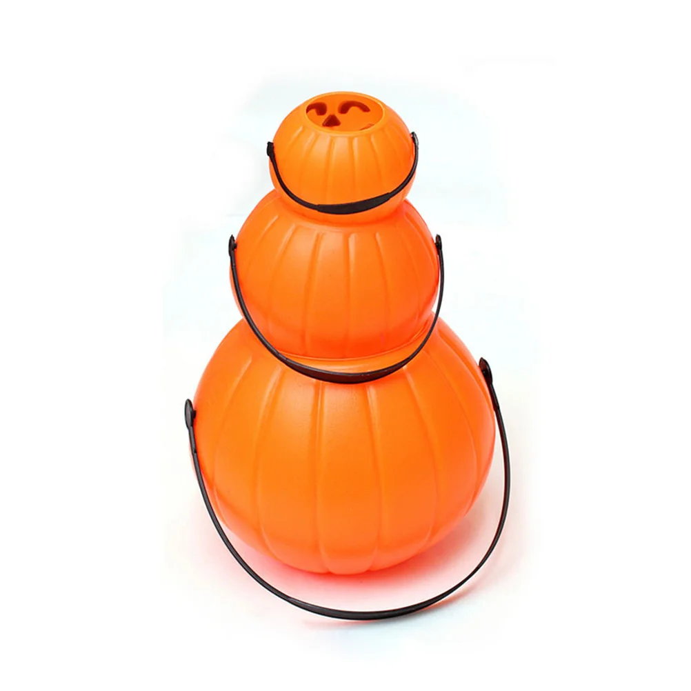 

Halloween Pumpkin Bucket 7cm LED Light Portable Candy Pail Holder Trick Treat Eco Friendly Pumpkin Lantern