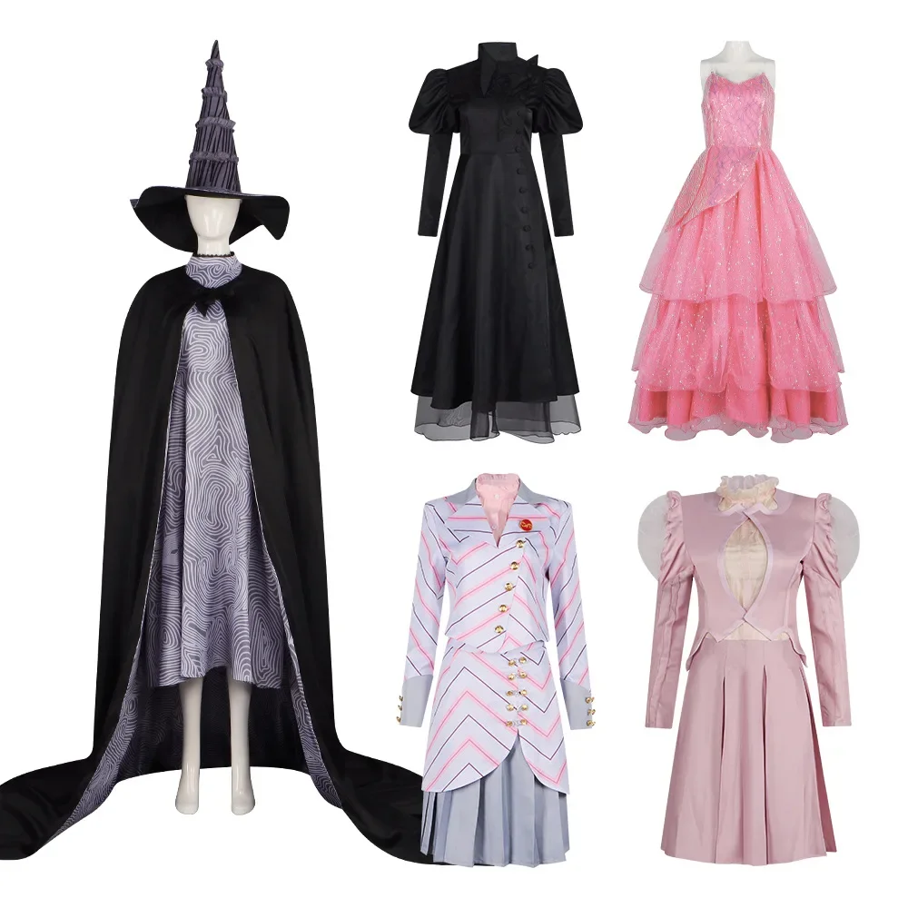 2024 Movie Wicked Cosplay Costume Black Witch Dress Hat Uniform Wicked Witch of The West Halloween Party Women