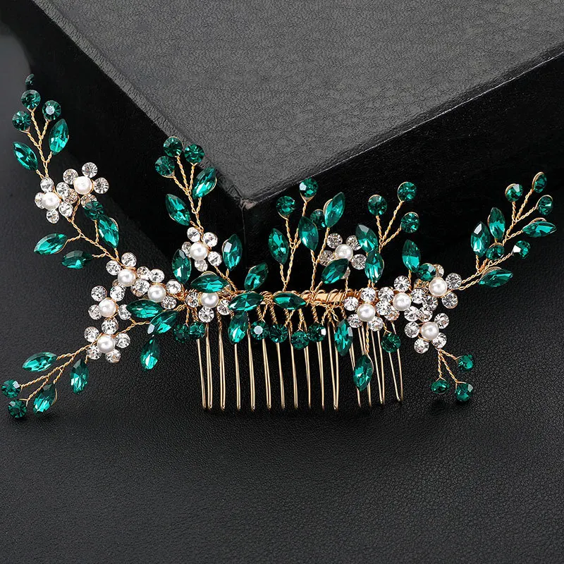 SLBRIDAL Handgefertigter Braut-Haarkamm mit Strass und Opal-Kristallen, Hochzeits-Kopfschmuck, Haaraccessoires für Brautjungfern und Frauen – Detail 4
