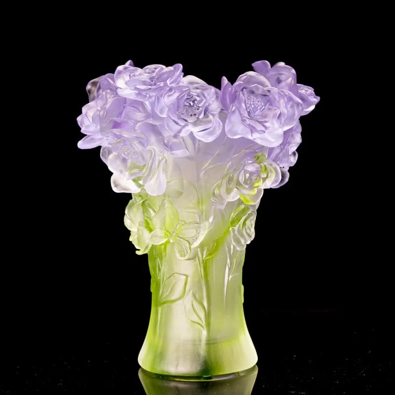 %W# Handmade Modern Style Style Crystal Glass Flower Vase for Tabletop Home Decoration