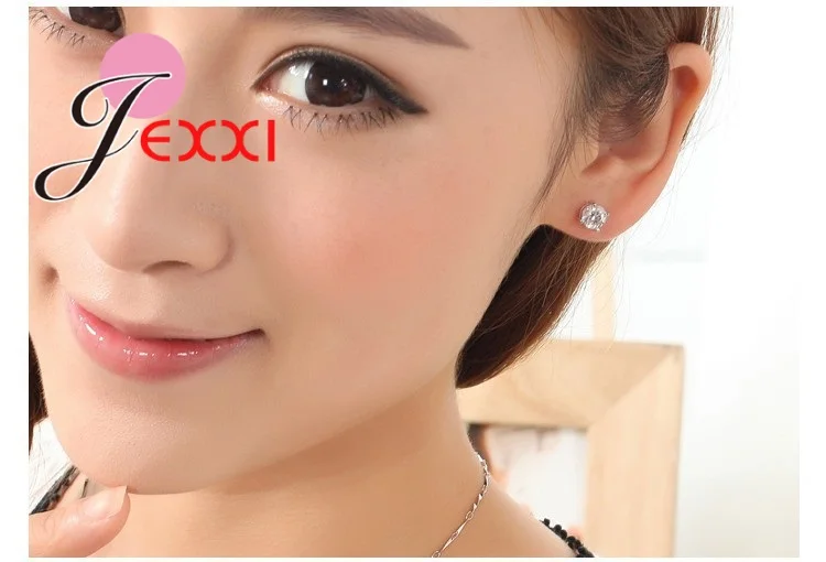 Newest Trendy Stud Earring 100% 925 Sterling Silver Cubic Zirconia For Women Ladies Pretty Anniversary Gifts Fashion