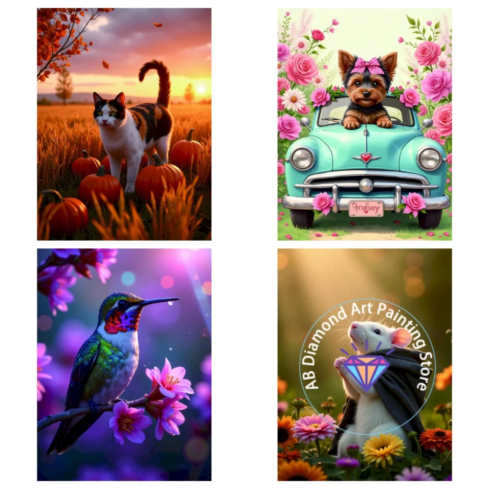 

New Animal Flower Landscape AB Diamond Painting Kit Square Round Diamond 5D DIY Mosaic Handmade Art Exquisite Gift Home Decor