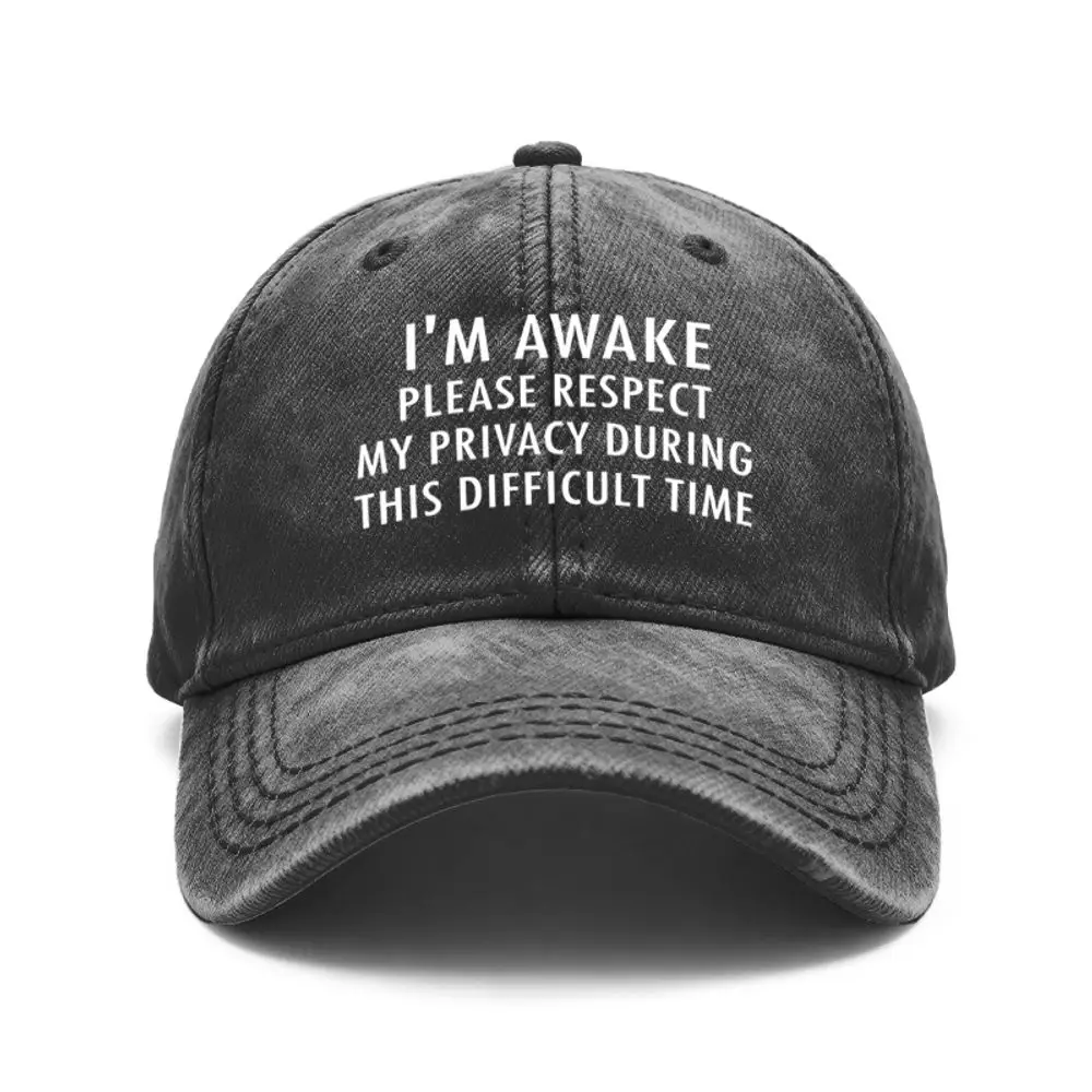 1 Vintage Washed Unisex Baseball Cap with the Phrase I'M Awake Please Respect My Privacy - Adjustable Hat, Suitable for Outdoor and Casual Wear, Unisex Gift, Suitable for All Seasons, Privacy Statement, Suitable for Daily Use